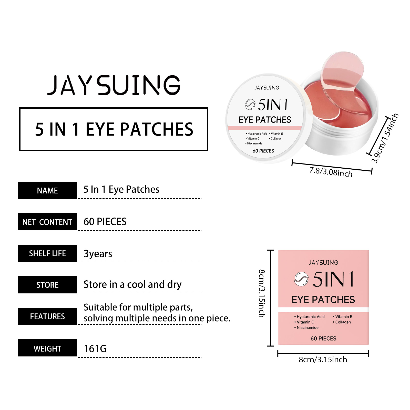 제이수잉 5-in-1 아이패치 장미향 히알루론산 & 콜 - Hyaluronic Acid Serum 리뷰 및 가격