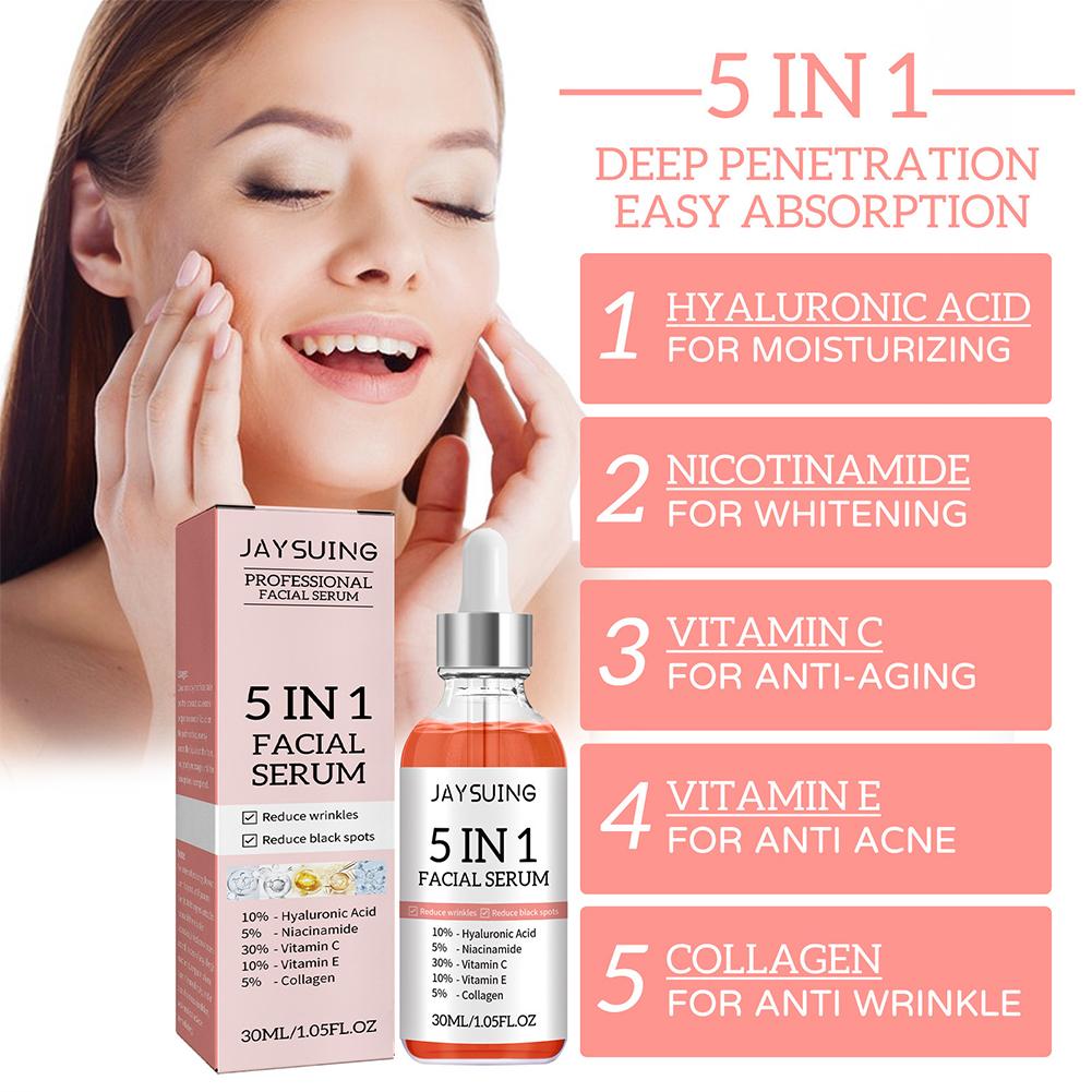 5 in 1 페이스 세럼 비타민 C 보습 미백 주름 개 - Hyaluronic Acid Serum 리뷰 및 가격