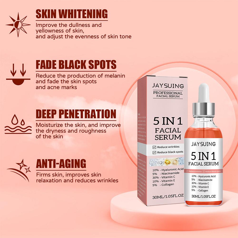 5 in 1 페이스 세럼 비타민 C 보습 미백 주름 개 - Hyaluronic Acid Serum 리뷰 및 가격