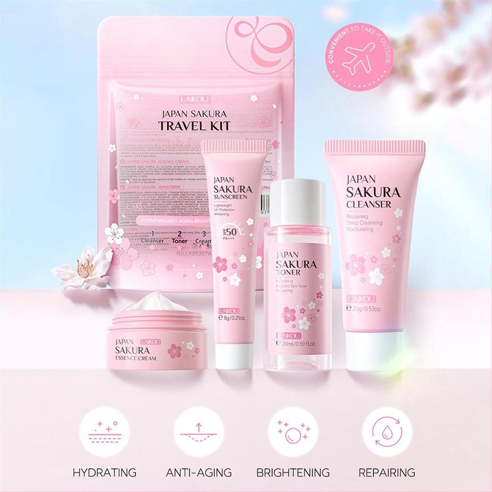 사쿠라 스킨 케어 세트 페이셜 클렌저, 세럼, 토너,  - Skincare Routine 리뷰 및 가격